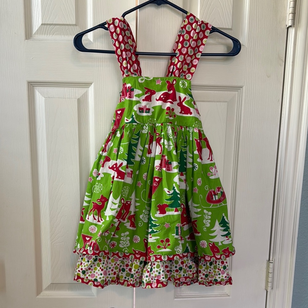 Jelly the Pug Green and Red Holiday Dress